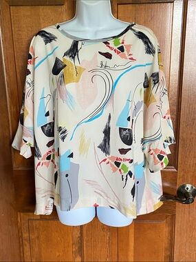 Isle by Melis Kozan BOHO artist Flowy boot neck ruffle sleeves oversized Large
